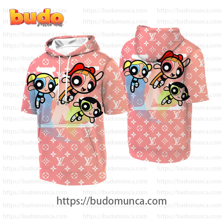 Louis vuitton and the powerpuff girls v3 hooded short sleeve t-shirt gift uninque for kid man women